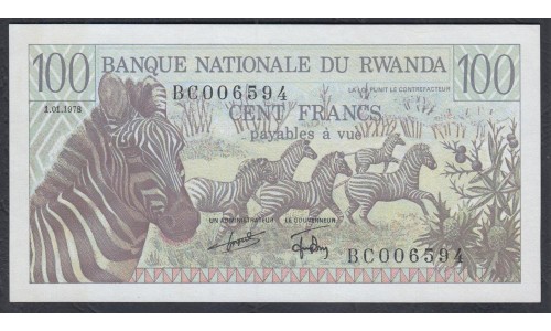 Руанда 100 франков 1978 г. (RWANDA 100 francs 1978) P 12: UNC