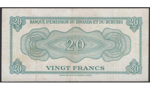 Руанда - Бурунди 20 франков 1960 года (RWANDA ET DU BURUNDI 20 francs 1960) P 3: XF