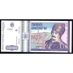 Румыния 5000 лей 1993 г. (ROMANIA 5000 Lei 1993) P104:Unc