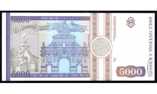 Румыния 5000 лей 1993 г. (ROMANIA 5000 Lei 1993) P104:Unc