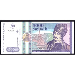 Румыния 5000 лей 1992 г. (ROMANIA 5000 Lei 1992) P103а:Unc
