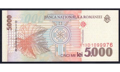 Румыния 5000 лей 1998 г. (ROMANIA 5000 Lei 1998) P107а:Unc