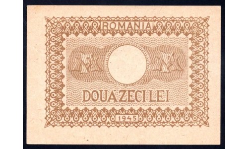 Румыния 20 лей 1945 г. (ROMANIA 20 Lei 1945) P76:Unc