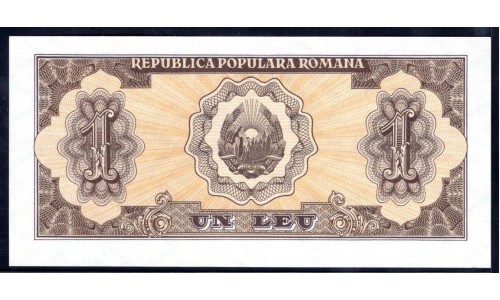 Румыния 1 лей 1952 г. (ROMANIA 1 Leu 1952) P 81b: UNC
