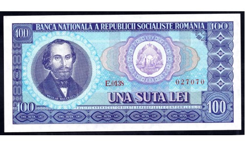 Румыния 100 лей 1966 г. (ROMANIA 100 Lei 1966) P97:Unc