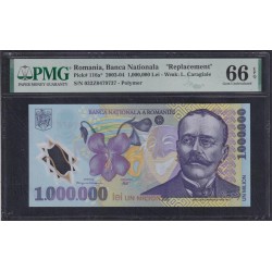 Румыния 1 миллион лей 2003 года, Серия Замещения 032Z0479737 (ROMANIA 1.000.000 Lei 2003) P 116a(1): PMG Gem UNC 66 EPO