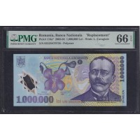 Румыния 1 миллион лей 2003 года, Серия Замещения 032Z0479738 (ROMANIA 1.000.000 Lei 2003) P 116a(1): PMG Gem UNC 66 EPO