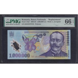 Румыния 1 миллион лей 2003 года, Серия Замещения 032Z0479738 (ROMANIA 1.000.000 Lei 2003) P 116a(1): PMG Gem UNC 66 EPO