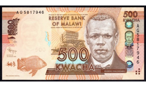 Малави 500 квача 2012 года (MALAWI 500 Kwacha 2012) P 61а: UNC