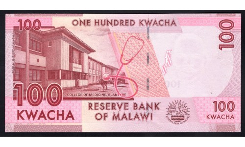 Малави 100 квача 2014 г. (MALAWI 100 Kwacha 2014) P65a:Unc