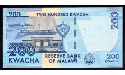 Малави 200 квача 2016 (MALAWI 200 Kwacha 2016) P 60c : UNC
