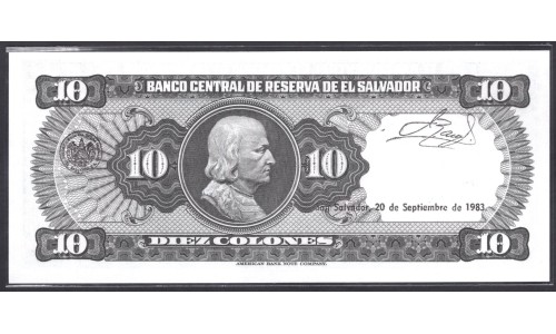 Сальвадор 10 колон 1983 г. (EL SALVADOR 10 Colones 1983) P135а:Unc