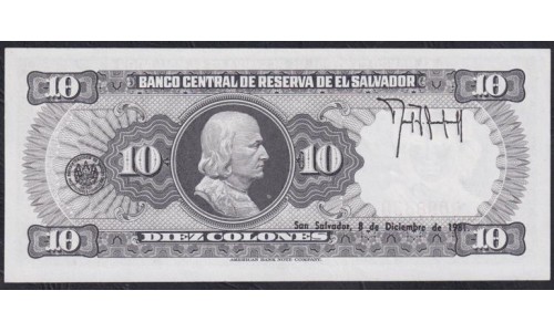 Сальвадор 10 колон 07.07.1977 года, Реверс 08.12.1981 года, РЕДКИЕ (EL SALVADOR  10 Colones 1977, RARE) P127: UNC