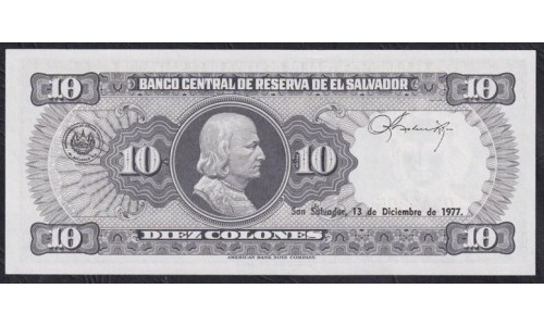 Сальвадор 10 колон 07.07.1977 года, Реверс 13.12.1977 года (EL SALVADOR  10 Colones 1977) P127: UNC
