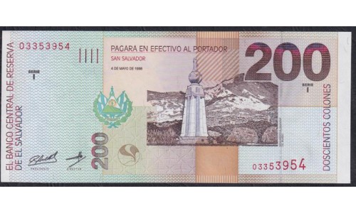 Сальвадор 200 колон 1998 года (EL SALVADOR  200 Colones 1998) P 152b: UNC