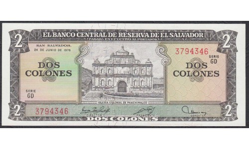 Сальвадор 2 колона 1976 г. (SALVADOR  2 Colones 1976) P 124a(2): UNC