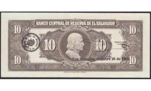 Сальвадор 10 колон 1951 г. (SALVADOR  10 Colones 1951) P 85: aUNC