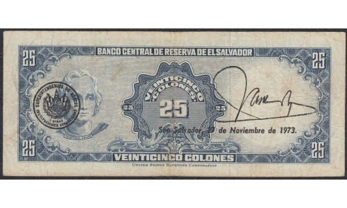Сальвадор  25 колон 1970 года, РЕДКОСТЬ в любом состоянии (EL SALVADOR  25 Colones 1970, RARE) P 113: VF/XF