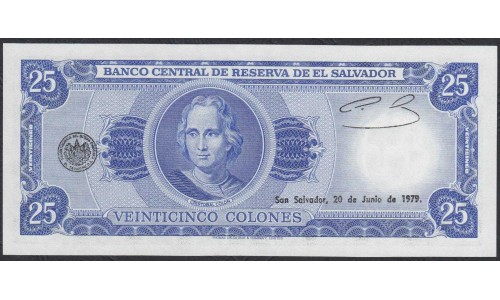 Сальвадор 25 колон 1979 годa (EL SALVADOR  25 Colones 1979) P130b: UNC