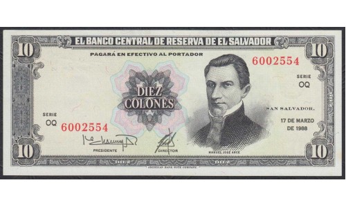 Сальвадор 10 колон 1988 года (EL SALVADOR 10 Colones 1988) P135b: UNC