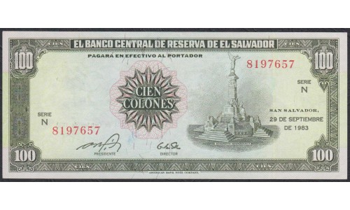 Сальвадор 100 колон 1983 года (EL SALVADOR 100 Colones 1983) P137a: UNC