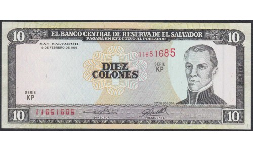 Сальвадор 10 колон 1996 года (EL SALVADOR 10 Colones 1996) P144: UNC
