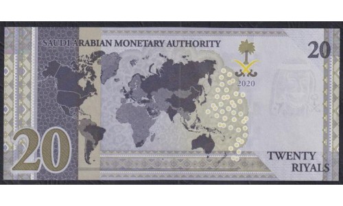 Саудовская Аравия 20 риалов 2020 год (Saudi Arabia 20 riyals 2020) P W44: UNC