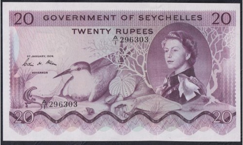 Сейшельские Острова 20 рупий 1974 г. (Seychelles  20 rupees 1974) P 16c: UNC 