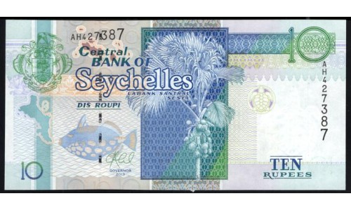 Сейшельские Острова 10 рупий ND (2013 г.)  (Seychelles 10 rupees ND (2013)) P 42: UNC 