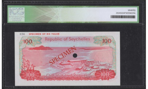 Сейшельские Острова 100 рупий ND (1977) образец редкий грейд 70! (Seychelles 100 rupees ND (1977) specimen) P 22s : ICG PERFECT UNC  70 RARE GRADE!