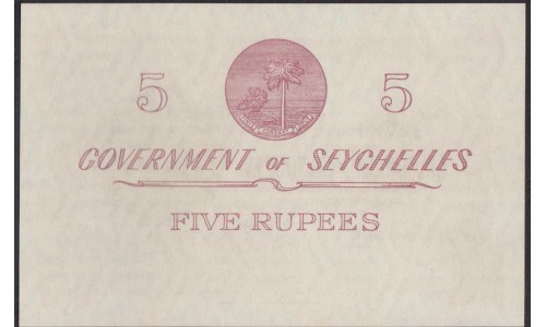 Сейшельские Острова 5 рупий 1960 года (Seychelles  5 rupees 1960) P 11b: UNC PMG 66 greid slab
