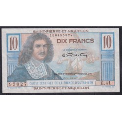 Сент - Пьер и Микелон 10 франков (1950-1960) (SAINT PIERRE & MIQUELON 10 Francs (1950-1960)) P 23 : UNC
