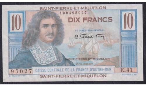 Сент - Пьер и Микелон 10 франков (1950-1960) (SAINT PIERRE & MIQUELON 10 Francs (1950-1960)) P 23 : UNC