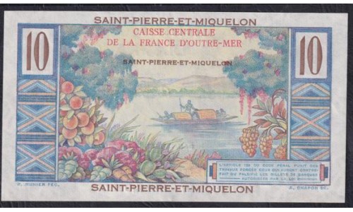 Сент - Пьер и Микелон 10 франков (1950-1960) (SAINT PIERRE & MIQUELON 10 Francs (1950-1960)) P 23 : UNC