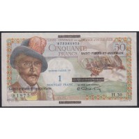 Сент - Пьер и Микелон 50 франков 1960 года (SAINT PIERRE & MIQUELON 50 Francs 1960) P 30b: UNC