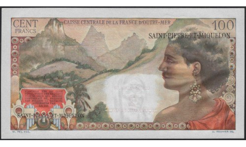 Сент - Пьер и Микелон 2 новых франка (1961) (SAINT PIERRE & MIQUELON 2 Nouveaux Francs (1961)) P 32 : UNC