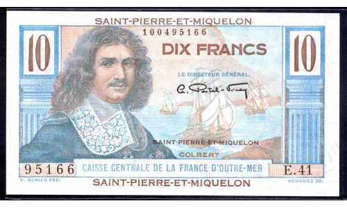 Сент - Пьер и Микелон 10 франков (1950-1960) (SAINT PIERRE & MIQUELON 10 Francs (1950-1960)) P 23 : UNC