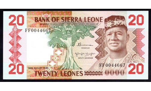 Сьерра - Леоне 20 леоне 1982 года (SIERRA LEONE 20 leones 1982) P 14а: UNC
