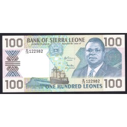 Сьерра - Леоне 100 леоне 1989 г. (SIERRA LEONE 100 leones 1989) P 18b: UNC