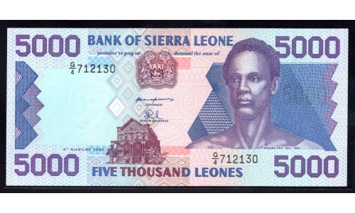 Сьерра - Леоне 5000 леоне 1993 г. (SIERRA LEONE 5000 leones 1993) P 21а: UNC