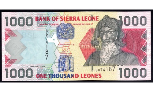 Сьерра - Леоне 1000 леоне 2002 г. (SIERRA LEONE 1000 leones 2002) P 24а: UNC