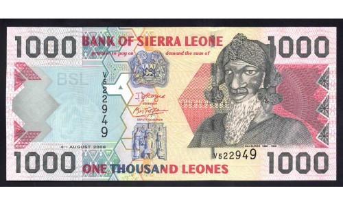 Сьерра - Леоне 1000 леоне 2006 г. (SIERRA LEONE 1000 leones 2006) P 24с: UNC
