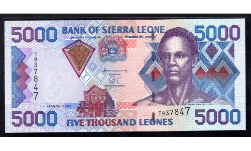 Сьерра - Леоне 5000 леоне 2003 г. (SIERRA LEONE 5000 leones 2003) P 27b: UNC