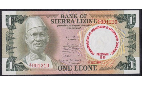 Сьерра - Леоне 1 леоне 1980 г. (SIERRA LEONE 1 leones 1980) P 10: UNC