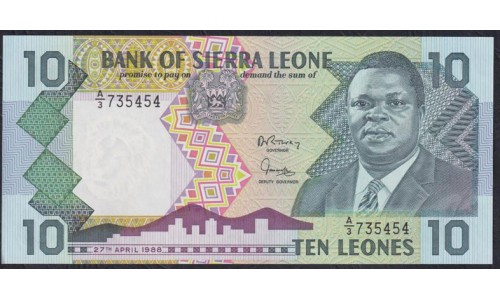 Сьерра - Леоне 10 леоне 1988 г. (SIERRA LEONE 10 leones 1988 g.) P 15: UNC
