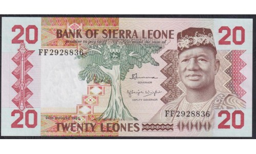 Сьерра - Леоне 20 леоне 1982 года, FF2928836, Нечастые (SIERRA LEONE 20 leones 1982) P 14а: UNC