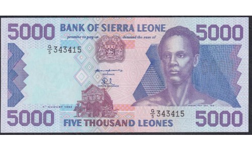 Сьерра - Леоне 5000 леоне 1993 г. (SIERRA LEONE 5000 leones 1993) P 21а: UNC