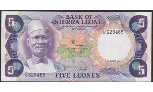Сьерра - Леоне 5 леоне ND (1984 г.), C/19628465 (SIERRA LEONE 5 leones ND (1984)) P 7f: UNC