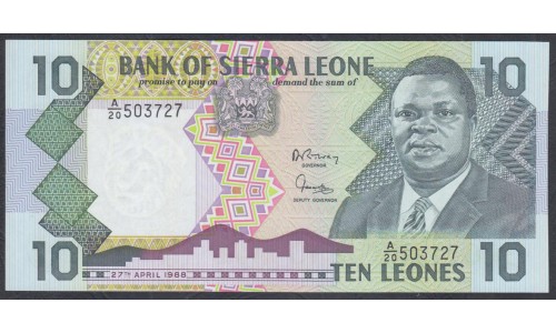 Сьерра - Леоне 10 леоне 1988 г. (SIERRA LEONE 10 leones 1988 g.) P 15: UNC