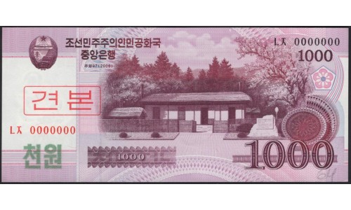 Северная Корея 1000 вон 2008 (2009) ОБРАЗЕЦ (North Korea 1000 won 2008 (2009) SPECIMEN) P 64s : UNC